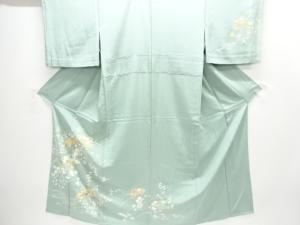 扇に草花模様単衣訪問着